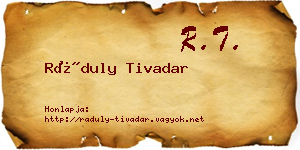 Ráduly Tivadar névjegykártya