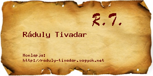 Ráduly Tivadar névjegykártya